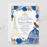 Marine Blue Blush Pink Gold Tiara Paris Quinceañer