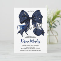 Marine Blue Bow avec Gold Parties scintillant Grad