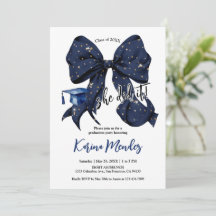Marine Blue Bow avec Gold Parties scintillant Grad