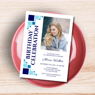 Invitation Marine Blue Digital Frame Corner Photo Anniversair