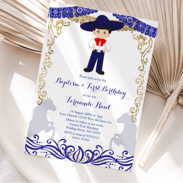Invitation Marine Blue Fiesta Boy Baptême et Anniversaire (Créateur téléchargé)