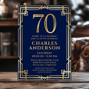 Invitation Marine Blue Gold 70e anniversaire Photo Surprise P