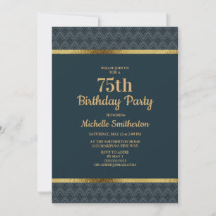 Invitation Marine Blue Gold 75e fête d'anniversaire