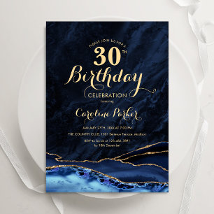 Invitation Marine Blue Gold Agate 30e anniversaire