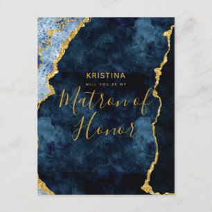 Invitation Marine Blue Gold Foil vous serez mon maître d'honn
