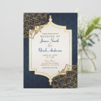 Marine Blue & Gold Marocain Mariage des nuits arab
