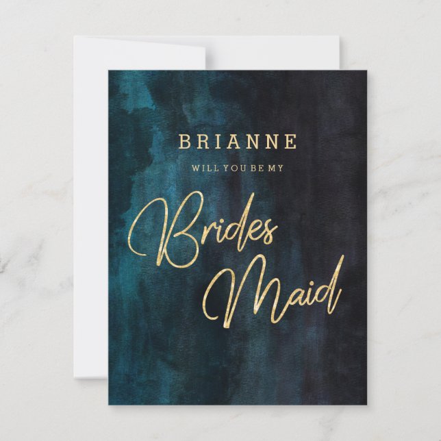 Invitation Marine Blue & Gold Serez-Vous Ma Femme D'Accueil (Devant)