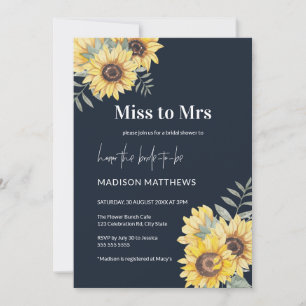 Invitation Marine Blue Miss à Mme Sunflower Fête des mariées