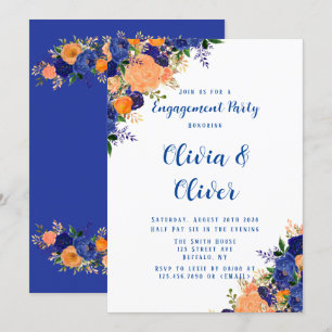Invitation Marine Blue Orange Botanique Floral Engagement