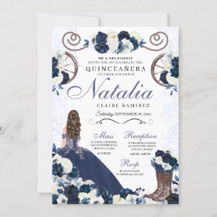 Invitation Marine Blue Ranchero Princesse Robe Quinceanera