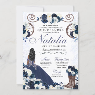 Invitation Marine Blue Ranchero Princesse Robe Quinceanera
