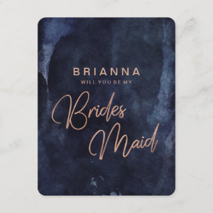 Invitation Marine Blue & Rose Gold Serez-Vous Ma Femme D'Accu