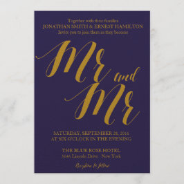 Invitation Marine Blue Rustic Chic M. et M. Gay Mariage