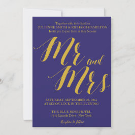 Invitation Marine Blue Rustic Chic M. et Mme Mariage