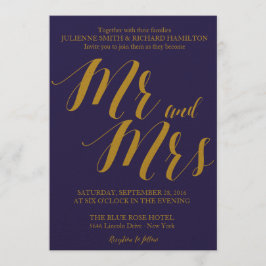 Invitation Marine Blue Rustic Chic M. et Mme Mariage