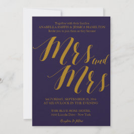 Invitation Marine Blue Rustic Chic Mme et Mme Lesbian Mariage