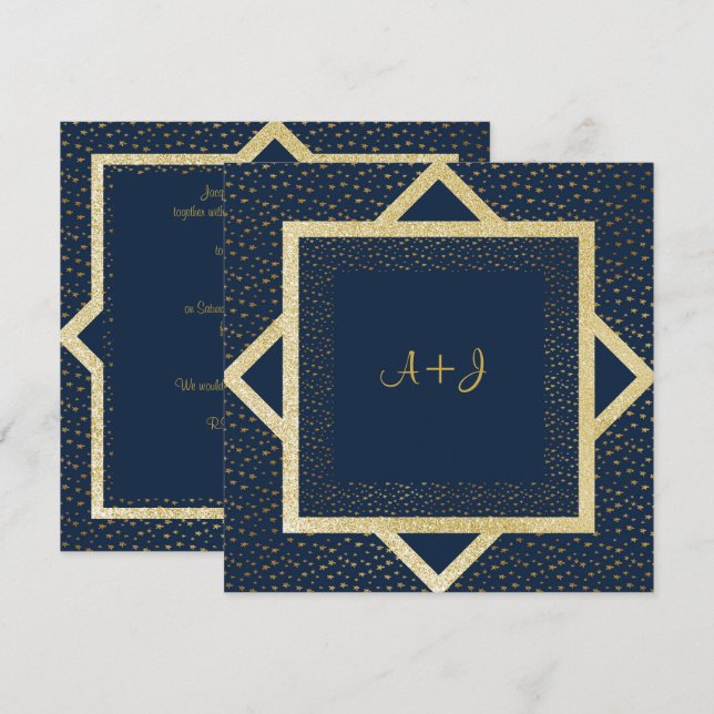 INVITATION MARINE BLUE STAR OR MARIAGE LAYEREN (Devant / Derrière)