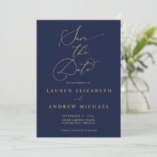 Invitation Marine Blue & Sunflower Gold Enregistrer la date