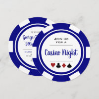Marine Blue White Poker Chip Casino Nuit Anniversa