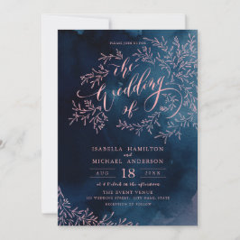 Invitation Marine blush calligraphie mariage floral rustique