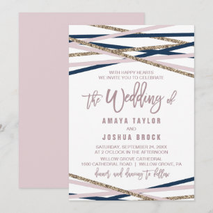 Invitation Marine Blush et Gold Streamers Le Mariage de