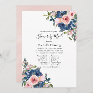Invitation Marine & Blush Floral Bride ou Baby shower par cou