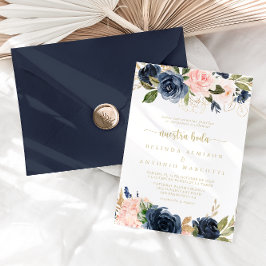 Invitation Marine Blush Floral Or Nuestra Boda Mariage