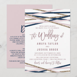 Invitation Marine Blush & Gold Streamers Détail sur Mariage a