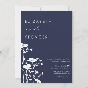 Invitation Marine botanique Floral Mariage moderne
