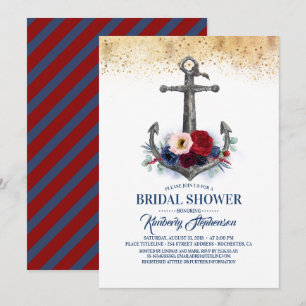 Invitation Marine Bourgogne Ancre florale Fête des mariées na