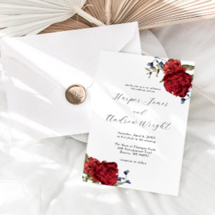 Invitation Marine Bourgogne Floral Garden Mariage