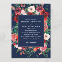 Marine Coral bleu Floral Aquarelle Mariage moderne
