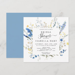 Invitation Marine Dusty Blue Dainty Wild Floral Fête des mari