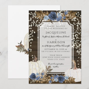 Invitation Marine Dusty Blue Floral RusticTwinkle Mariage lég