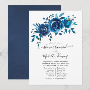 Invitation Marine et Baby shower floral blanc par courrier