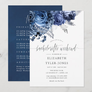 Invitation Marine et blanc avec la Bachelorette Silver Foil