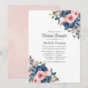 Invitation Marine et Blush Floral Baby shower virtuel