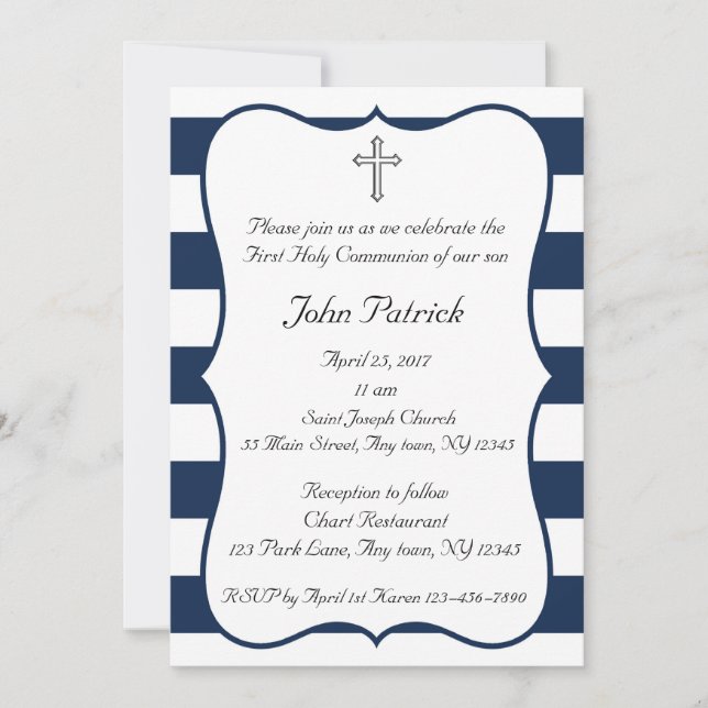 Invitation Marine et communion blanche (Devant)