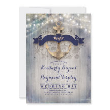 Marine et Gold Nautical Rustic Ancre Plage Mariage