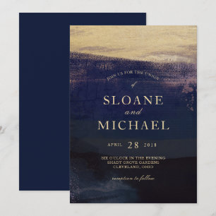 Invitation Marine et or Aquarelle Laver Mariage moderne