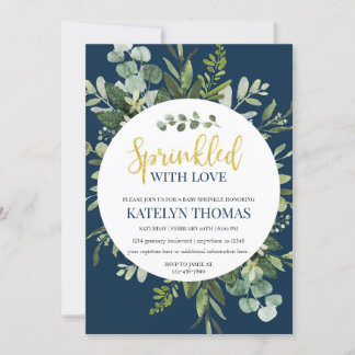 Invitation Marine et verdure Wreath Baby Sprinkle