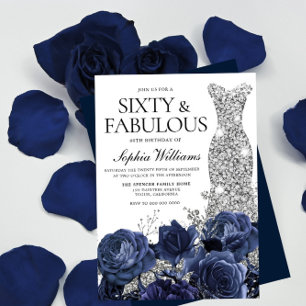 Invitation Marine Flowers & Silver Diamond Robe 60e anniversa