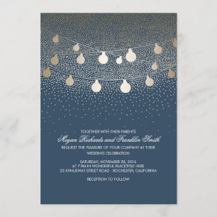 Invitation Marine Gold String Lights Parties scintillant Vint