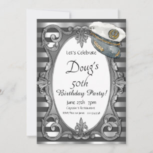 Invitation marine gris et argent