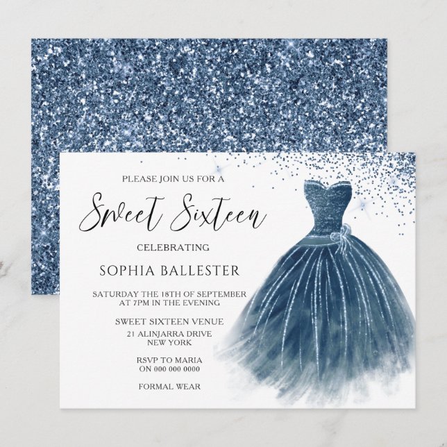 Invitation Marine Indigo Parties scintillant robe Gown Sweet  (Devant / Derrière)