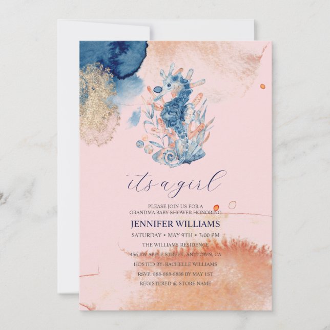 Invitation Marine Life | C'est un Baby shower de grand-mère (Devant)