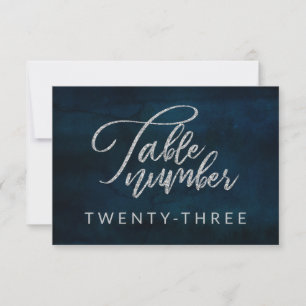 Invitation Marine Luster Bleu foncé Argent Mariage Numéros de