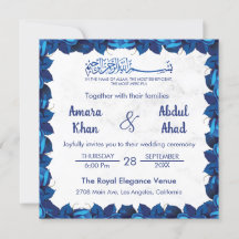 Marine Marbre bleu floral Mariage musulman islamiq