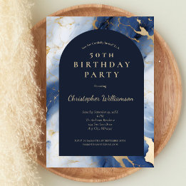 Invitation Marine Marbre d'or Marbre moderne Arc 50e annivers