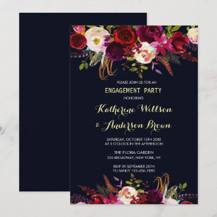 Invitation Marine Marsala Boho Fall Engagement Party